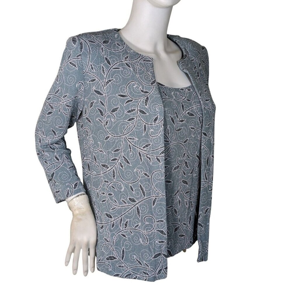 Alex Evenings Women's Ice Sage Sparkle 2 Pc Jacket Tank Size Small  NWT (15)